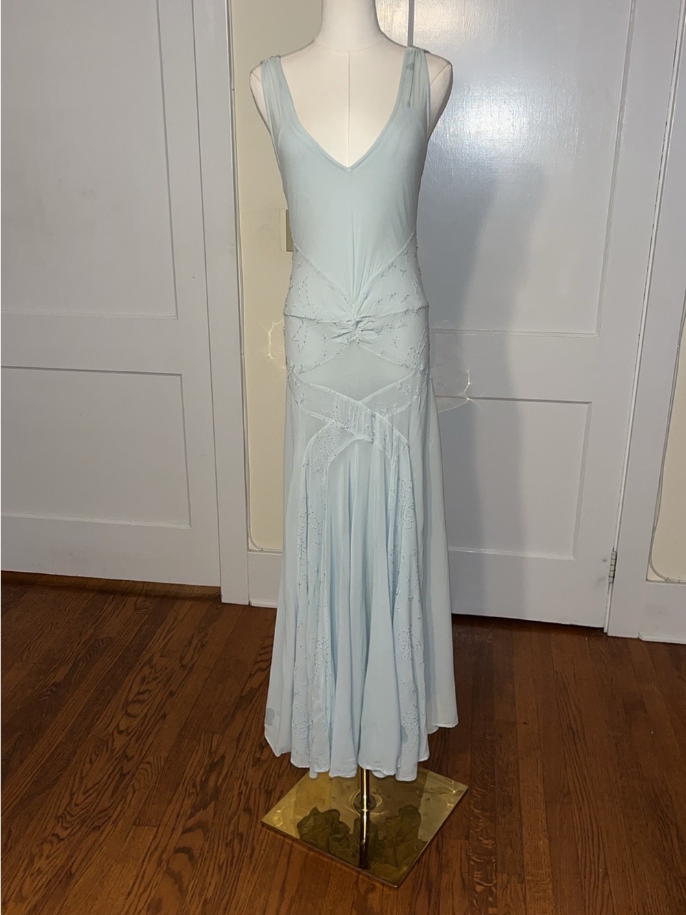 GHOST London Ice Blue Romance Embroidered Gown & Slip | Anna Bayle Archive